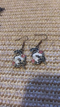 Snake and skull earrings