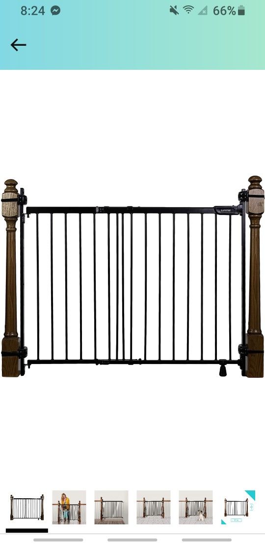 Metal Banister & Stair Safety Baby Gate, Fits Openings 31-46" Wide, Metal, for Doorways & Stairways, 32.5" Tall Walk-Through Baby & Pet Gate, Black, O