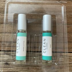Set of 2 New CLEAN Classic Rain & Warm Cotton Perfume Rollerballs