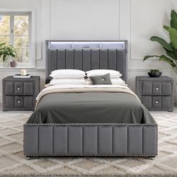 Queen Bed & 2 Nightstands $550