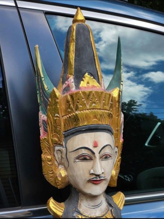 Thai Hand Carved Hand Painted Hindu Ramayana - Over 5 Foot Tall
