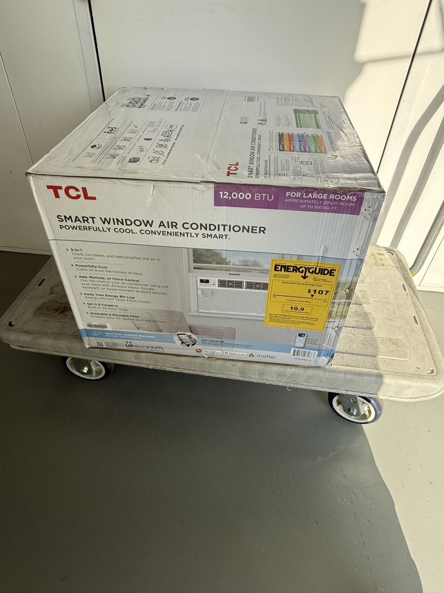 TCL 12K BTU 550 sq. ft Smart Window Air Conditioner with Fan, Dehumidifier, Remote & Phone Connectivity