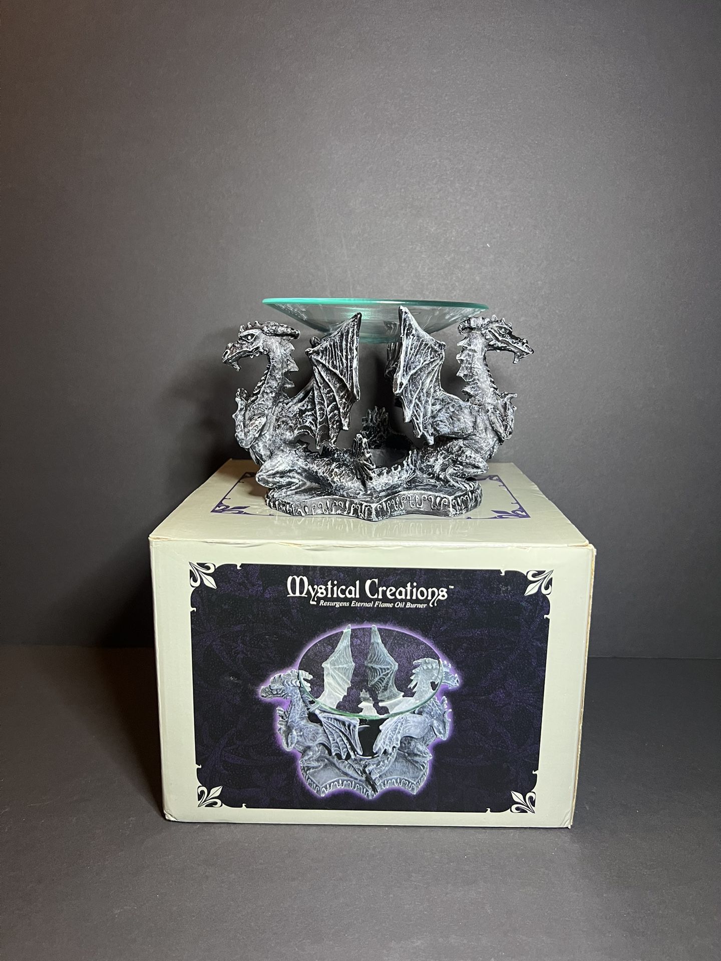 Mystical Creations Resurgens Eternal Flame Double Dragon Fantasy Oil Burner