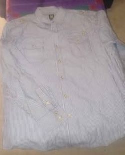 Mens Button Down Pinstripe Long Sleeve Casual