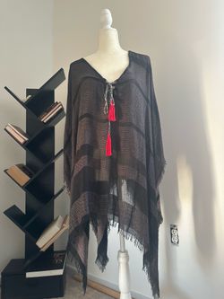 Vince Camuto Sheer Striped Poncho
