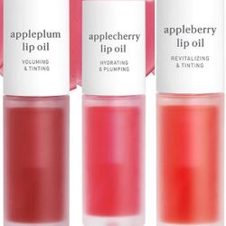Nooni Vegan Lip Oil Set Apple Seed, Applecherry Appleplum,  & Appleberry 3.7ml