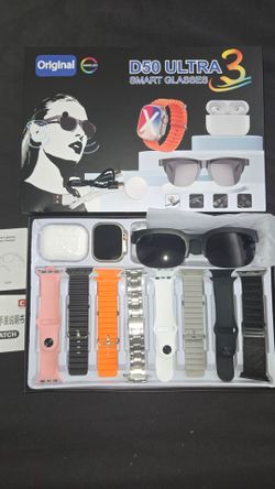 Smart Glasses, Smart Watch w/ 8 Bands, Wireless Earbuds
