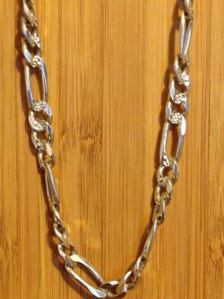 925 sterling silver ITALY figaro chain 8mm long 23" grams 34