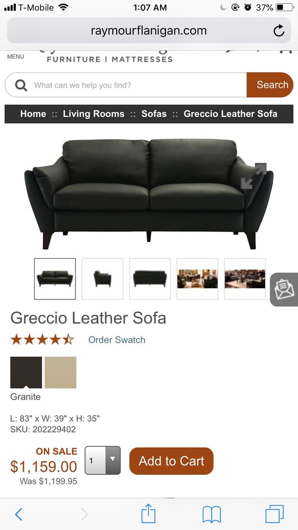Raymour And Flanigan Greccio Leather Blue Grey Sofa For In New York Ny Offerup