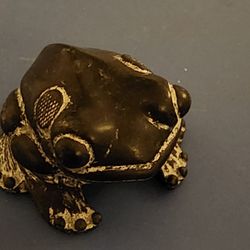 Vintage 1950's Hand Carved Black Frog