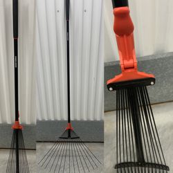 🔥 1 BLACK & DECKER Adjustable Metal Leaf Rake Long Handle, Heavy Duty Expandable Head 8-17"... Value $27