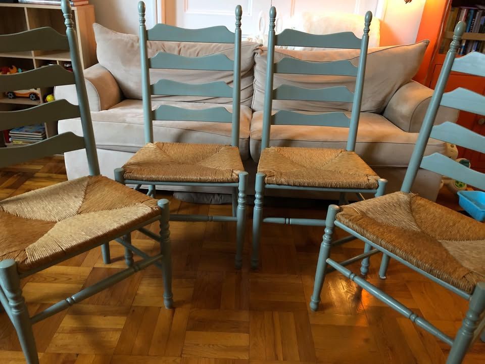 ladder chairs w/ wicker accented seats