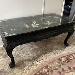 Asian Coffee Table Top Glass Oyster Shells 