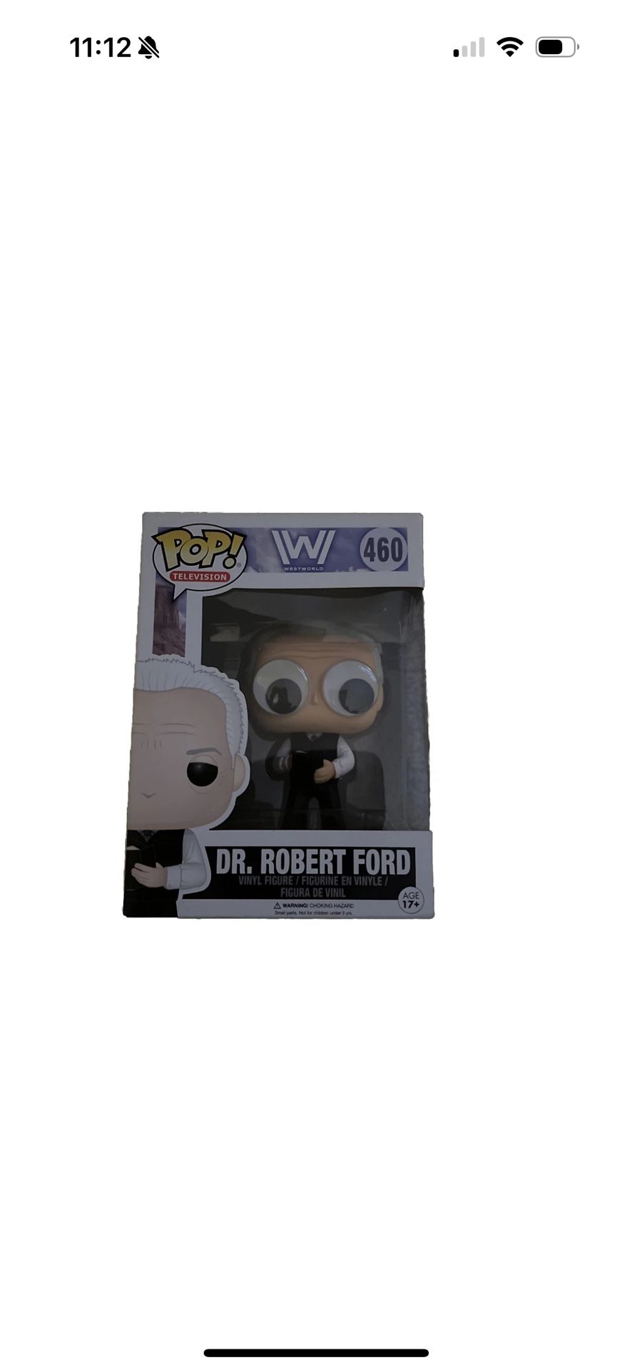 Funko Pop + Protector! TV #460 Westworld Dr. Robert Ford (JJL170322) *Mint*