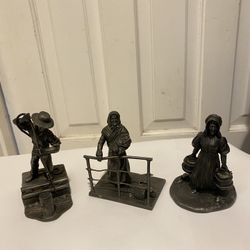 Vintage 1974 Franklin  Mint Pewter Figurines 9 Pcs 