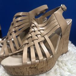 Leather Upper FRANCO SARTO 8M Wedge Heel Cork Sling Back