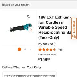 Makita Reciprocating Saw And Large Makita Tool Bag
