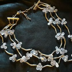925 Sterling Silver Tubular Handmade Vintage Necklace, 90 Pcs Of Tears Faceted Natural Stones.