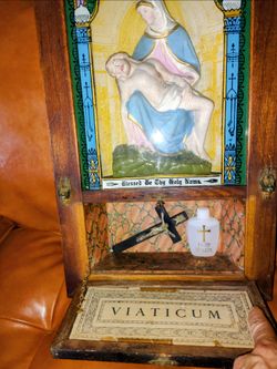 Late 1800s SHADOW BOX  Mother Mary!!   VIATICUM