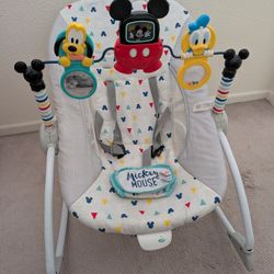 Disney Bright Starts Take-Along Songs Mickey Mouse Infant Toddler Rocker Bouncer Music Vibration