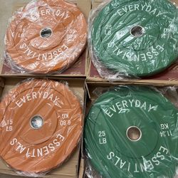 BRAND NEW 80 LBS Olympic Bumper Plate Weight Plate 25x2 & 15x2 Colors 80 LBS total