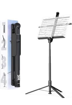 KraftGeek 66" Capsule Music Stand for Sheet Music, Portable and Folding Music Stand