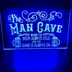 MAN CAVE LED NEON BLUE LIGHT SIGN 8x12