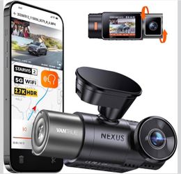 Vantrue N2X 2.7K Dash Cam Front and Inside, STARVIS 2 PlatePix Car Camera IMX675 Sensor, HDR+IR Night Vision, F/1.8 Aperture, 5G WiFi & GPS, 60fps, Ap