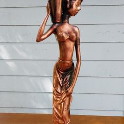 16" Copper African Woman Statue – Elegant Display Piece