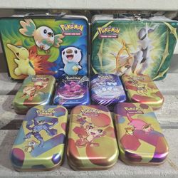 2 Pokémon Card Box Tin With 7 Card Tins