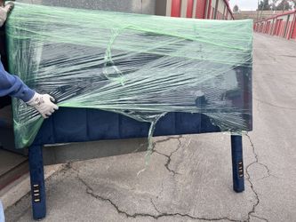 Royal Blue Velvet Queen Bed Headboard