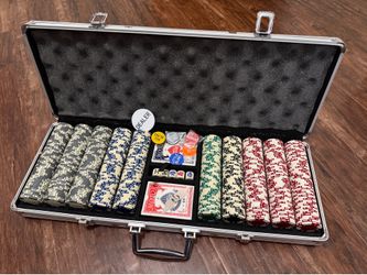 Unused Poker Chip Set in Aluminum Case – Complete Casino Set