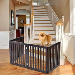 Freestanding Pet Gate for Dogs - 4 Panels Indoor Foldable Dog Fence for Stairs, Hallways, or Doorway
