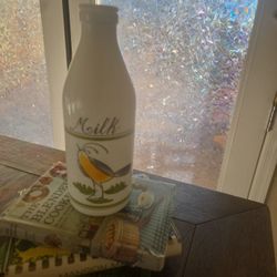 Vintage Milk Glass Bird Bottle