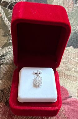 925 Sterling Silver Moissanite Emerald-Cut Rectangle Halo Pendant 1.50 CTW