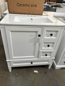 Sale $250 Each 30” Solid Wood Frame Bathroom Vanity With Top Sink Bathroom Storage Cabinet