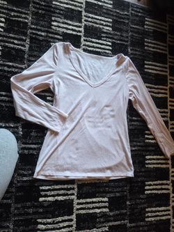 Torrid Super Soft Ribbed Light Pink V-Neck Long Sleeve Top T Shirt Size 1x