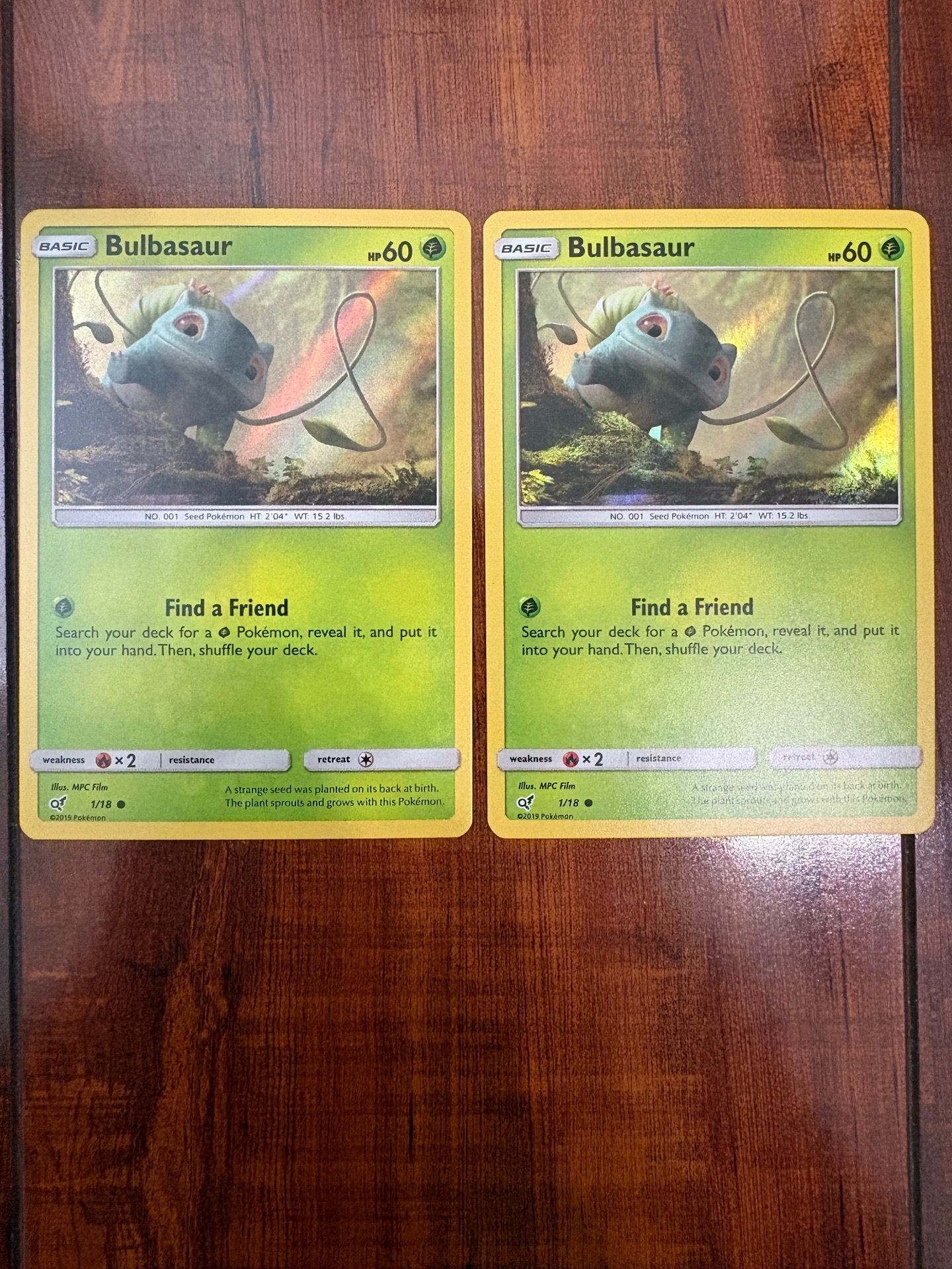 Pokemon Bulbasaur 1/18 Detective Pikachu Common Holo Lot of 2 LP/NM ๐