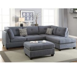 Gorgeous Gray Colored 3 Piece Sectional Set