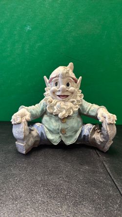 Vintage Resin Sitting Garden Gnome Statue - Outdoor/Indoor Decor