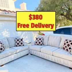 Beige Sofa and Loveseat Couch Set With Free Delivery