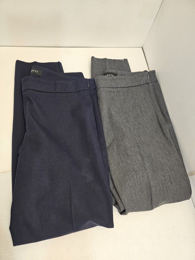 Lot of 2 Talbots Chatman Ankle Pants Women’s Sz 4P Gray & Blue Petite