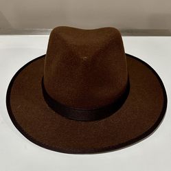 Adult Brown Adventurer Fedora Hat - Mobster Felt Panama Hat - Gatsby Halloween Costume Accessory, Brown, One Size 