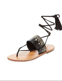 Soludos Embroidered Leather Lace-Up Sandal size 6
