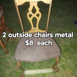 Two Heavy Metal Outside Chairs