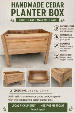 🌿 Handmade Cedar Raised Planter Box 🌿