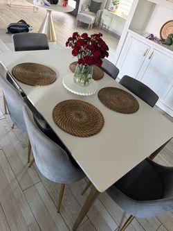 White Dining Table with 6 Chairs