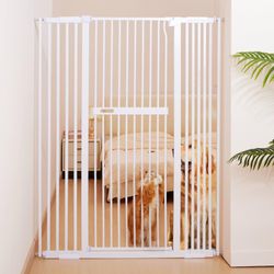 55.1" Extra Tall Pet Gate For Cat/Dog, 29.9-44.4" Wide Auto Close Tall Cat Gate, NO Drilling Pressure Mounted