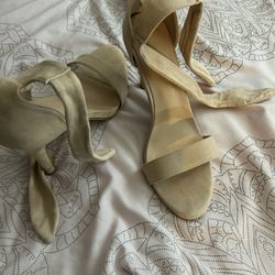 Beige Knot Heels 