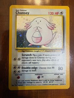 Pokemon Chansey 3/130 Base Set 2 Vintage Holo with Swirl! HP/Damaged